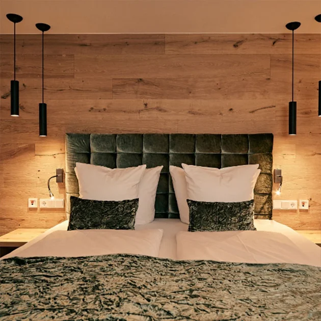 Doppelzimmer Birke West Ansicht Doppelbett von vorne