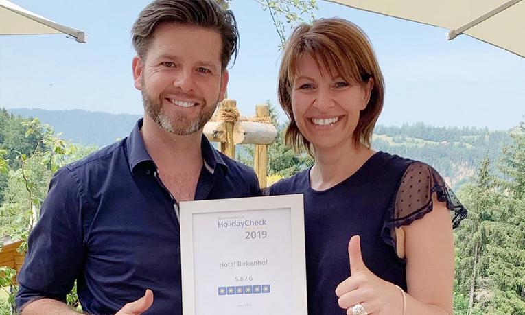 Hotel Birkenhof in Oberstaufen erhält HolidayCheck Award 2019